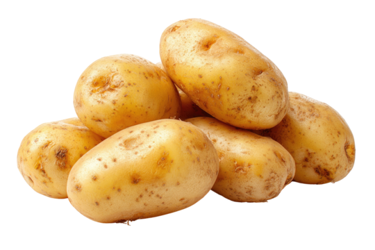 Pile of fresh, yellow potatoes
