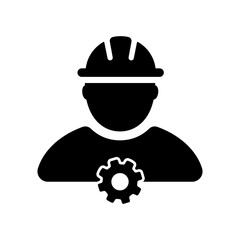 Engineer vector icon set black filled and outlined style.