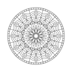 Round flower mandala vector illustration. Ethnic ornament for adult coloring books.