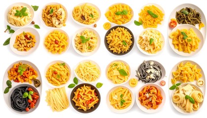 Various pasta dishes displayed