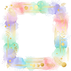 Pastel Watercolor Frame with Gold Accents Elegant Design