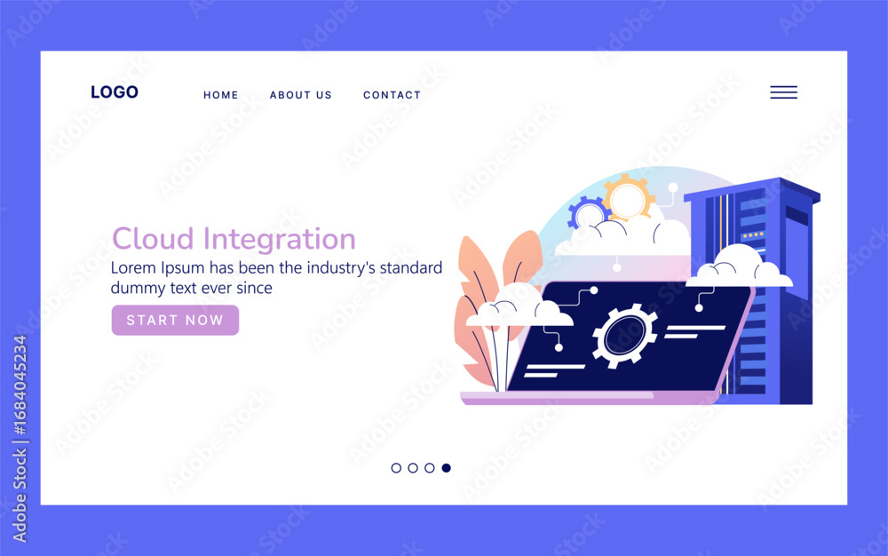 Poster cloud integration vector illustration with server elements