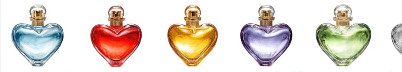 Heart-shaped perfume bottles in various colors (3)