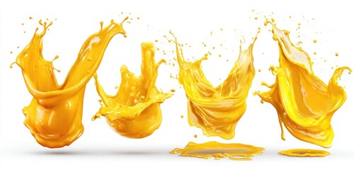 Dynamic yellow liquid splashes