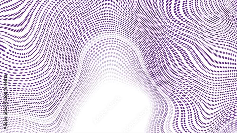 Poster violet minimal wavy dotted lines abstract futuristic tech background. seamless looping motion design