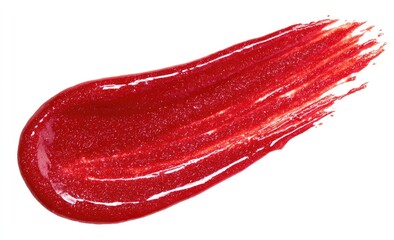 Red lip gloss smear, isolated on white