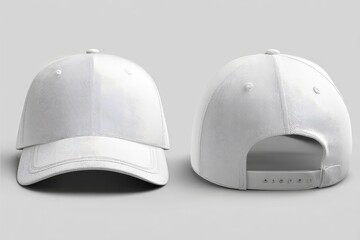 Blank white baseball cap, front and back views (1)