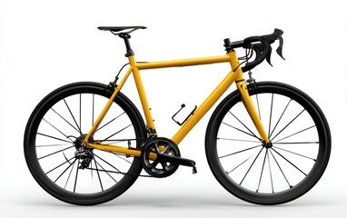 Obraz premium Yellow road bicycle, side view, studio shot