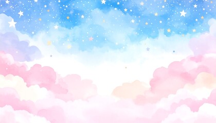 Pastel sky clouds with stars