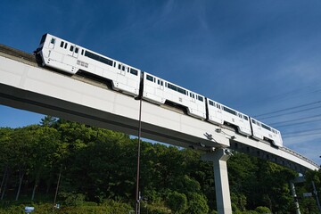 Tokyo, Japan - June 12, 2024: Monorail running in the suburbs of Tokyo, Japan
