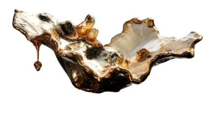 Abstract, gold-toned, sculpted, shell-like form