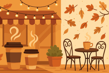 Coffee shop with a fall theme