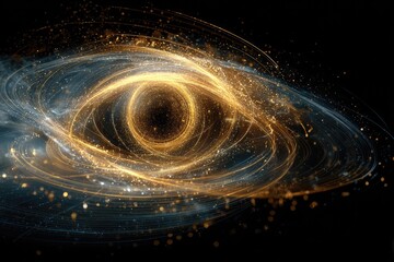 Cosmic eye; swirling golden energy vortex in space