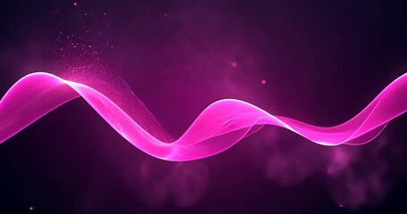 Emerging translucent pink ribbon wave undulating in void, emitting glowing flare and particles - Powered by Adobe