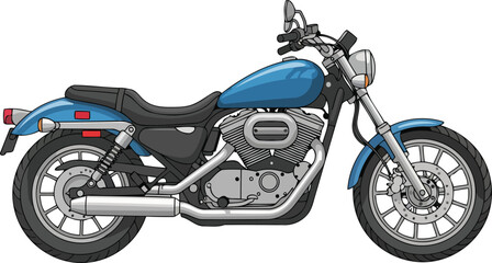 Fototapeta premium classic blue cruiser motorcycle detailed illustration of a vintage bike