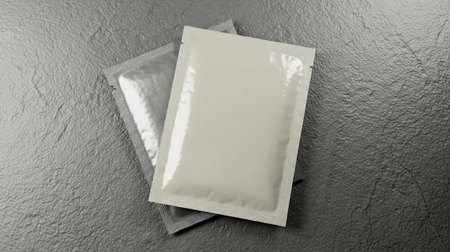 Two Sealed Packets on Stone Surface Mockup