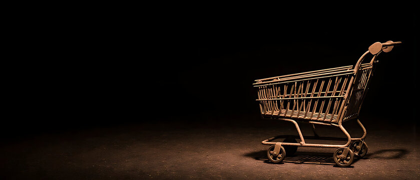 shopping cart on black background