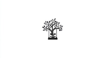 Obraz premium Tree with swing illustration