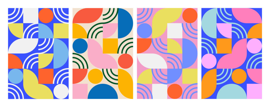 Naklejki Abstract Mosaic Pattern. Color Geometric Background. Vector Modern Graphic with Simple Geometry. Colorful Mosaic Shape Graphic Design.