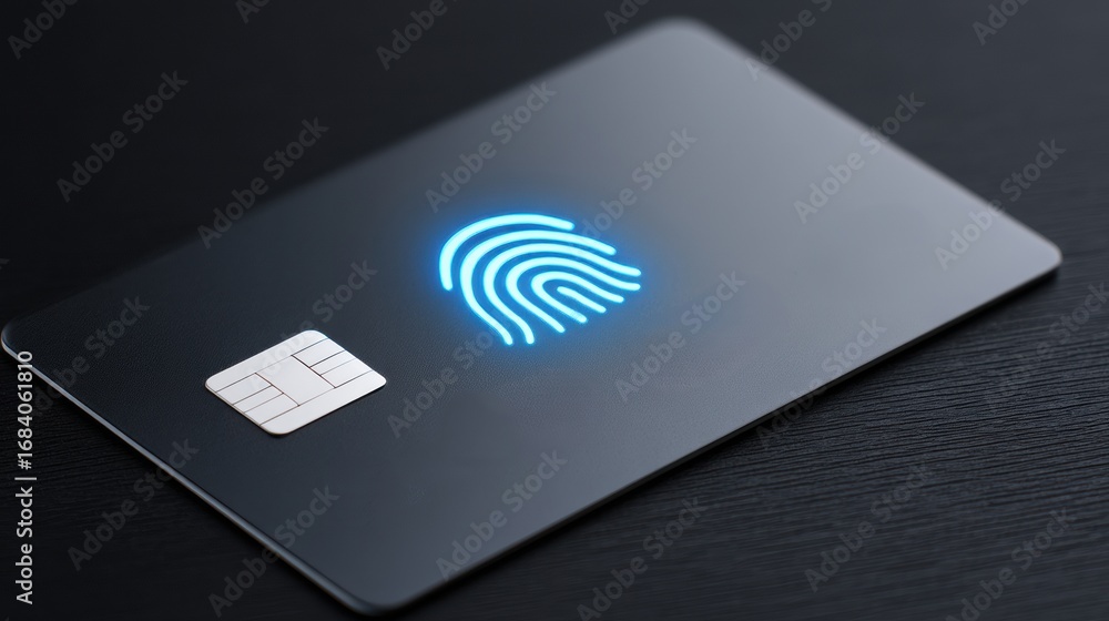Poster smart card featuring a fingerprint design for secure access and transactions.