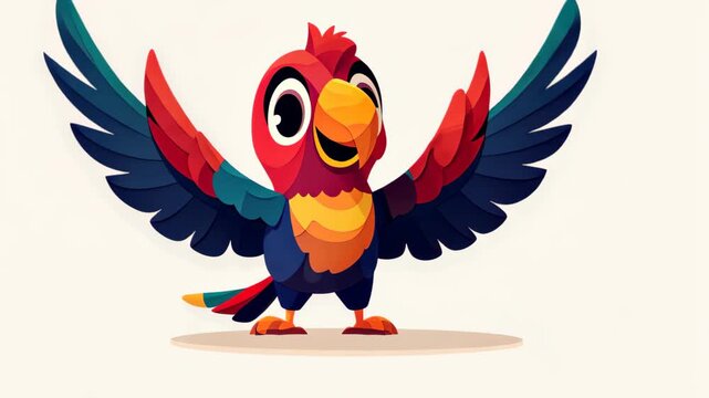 Colorful Parrot: A charming illustration of a vibrant parrot with spread wings, full of joy and ready to take flight.