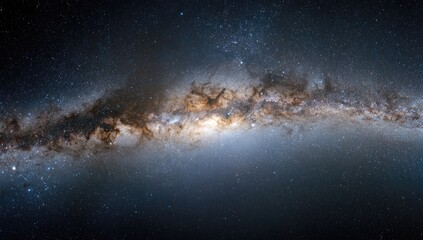 Obraz premium Vast expanse of the Milky Way galaxy. Dark nebulae and stardust clouds weave across a band of luminous stars