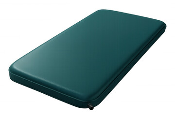Green inflatable air mattress displayed on a transparent background, highlighting its portable design and durable material for comfortable sleeping