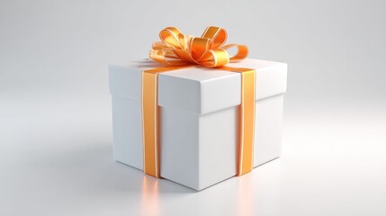 White gift box with orange ribbon (2)