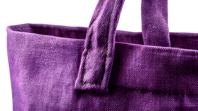 Purple tote bag detail isolated on transparent background