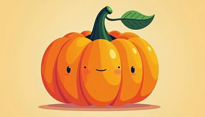 Cheerful cartoon pumpkin with expressive faces and vibrant colors, perfect for seasonal decorations and autumn celebrations