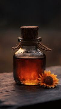 Echinacea and ginger elixir in hand-blown glass vial