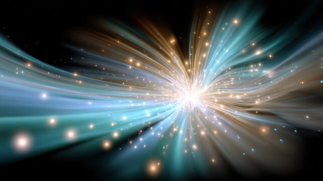 Abstract Light Burst with Motion Trails and Energy Waves Symbolizing Speed and Space Movement