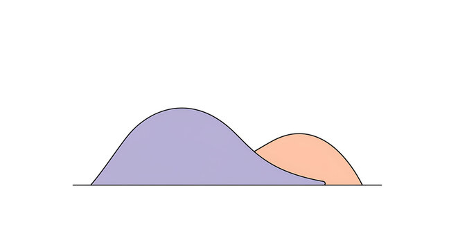 Visualizing statistical distribution curves comparing the performance of two different data sets over time showing overlapping peaks and varying amplitudes on a simple horizontal line axis