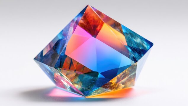 A multifaceted, colorful crystal