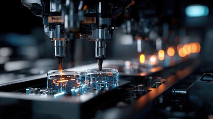 Automated assembly line with clear glass components