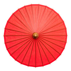 Vibrant red Asian umbrella offering protection from the elements and adding colorful flair to any event or design with its classic appeal