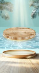 Obraz premium A light-filled, tropical display podium. 