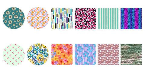 Fototapeta premium Set of abstract background patterns frame, Retro, vintage, abstract backgrounds and frames. patterns with strips,