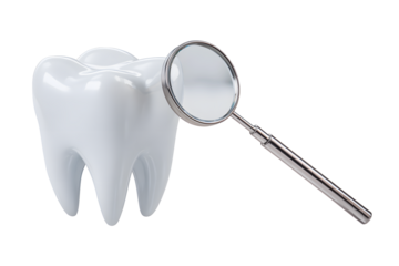 Healthy tooth examined with dental mirror, promoting oral hygiene and professional dental care for bright smiles and confident health