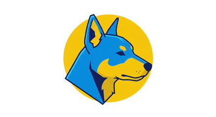 Stylized Dog Mascot Logo in Ukrainian Flag Colors