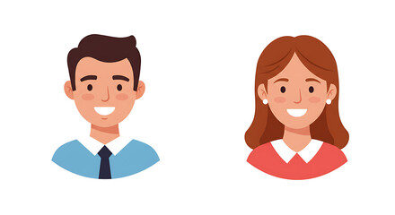 Fototapeta premium Flat design vector headshot of male and female teacher characters