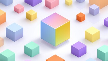 Abstract pattern of colorful cubes