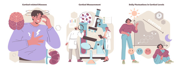 Exploring Cortisol's Impact on Health in Vector Illustrations