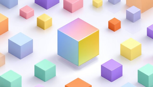 Abstract pattern of colorful cubes - Powered by Adobe