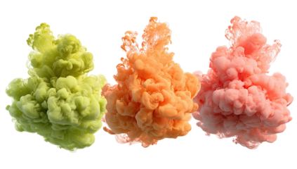 Three abstract ink clouds in pastel colors