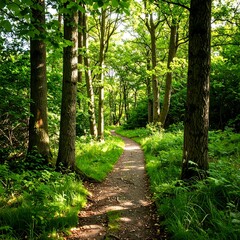 Fototapeta premium Sunlit forest path (1)