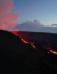 Lava flow at twilight