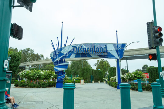 Disneyland Entry Entrance Archway Outside Disneyland Resort in Anaheim, California, U.S.A. Near Pixar Place Hotel 1717 S. Disneyland Dr. CA 92833.