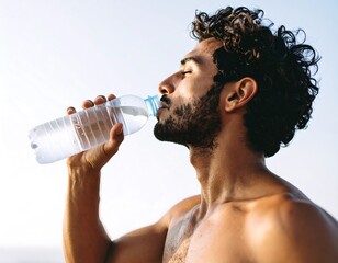 Man drinking water after workout