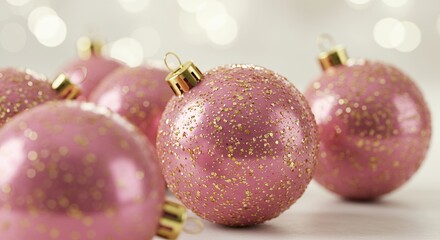 Pink glitter christmas ornaments